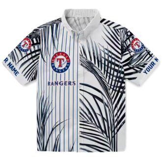 Texas Rangers Palm Stripes Blue Black Hawaiian Shirt - Perfect for MLB Fans and Summer Events