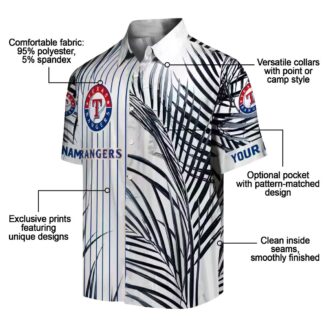 Texas Rangers Palm Stripes Blue Black Hawaiian Shirt - Perfect for MLB Fans and Summer Events