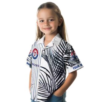 Texas Rangers Palm Stripes Blue Black Hawaiian Shirt - Perfect for MLB Fans and Summer Events