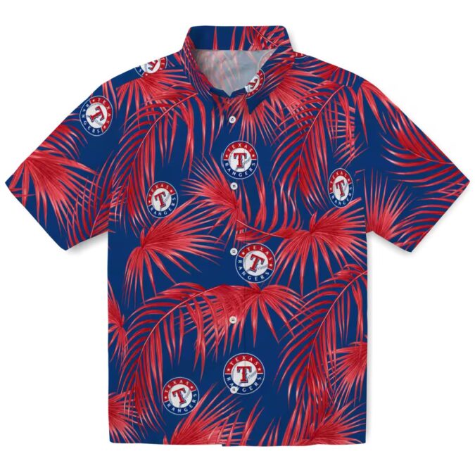Texas Rangers Summer Tropical Shirt - Blue Hawaiian with Leafy Palms for MLB Fans