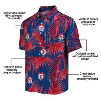 Texas Rangers Summer Tropical Shirt - Blue Hawaiian with Leafy Palms for MLB Fans