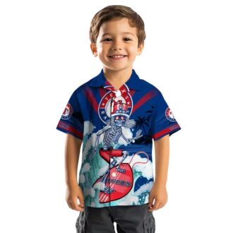 Texas Rangers Surfing Skeleton Blue Hawaiian Shirt - Custom MLB Shirt for Summer Beach Party