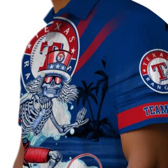 Texas Rangers Surfing Skeleton Blue Hawaiian Shirt - Custom MLB Shirt for Summer Beach Party