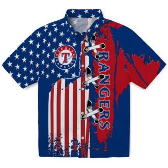 Texas Rangers American Flag Pattern Hawaiian Shirt - Stylish MLB Fan Gift for Summer