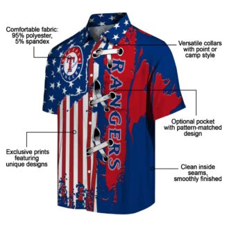 Texas Rangers American Flag Pattern Hawaiian Shirt - Stylish MLB Fan Gift for Summer