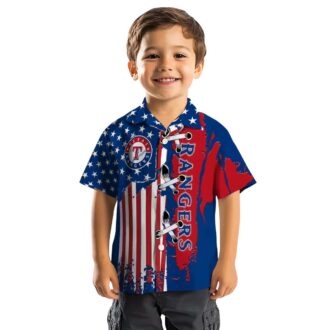 Texas Rangers American Flag Pattern Hawaiian Shirt - Stylish MLB Fan Gift for Summer