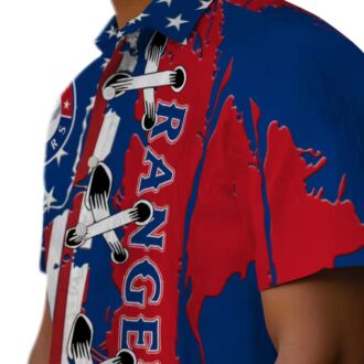 Texas Rangers American Flag Pattern Hawaiian Shirt - Stylish MLB Fan Gift for Summer