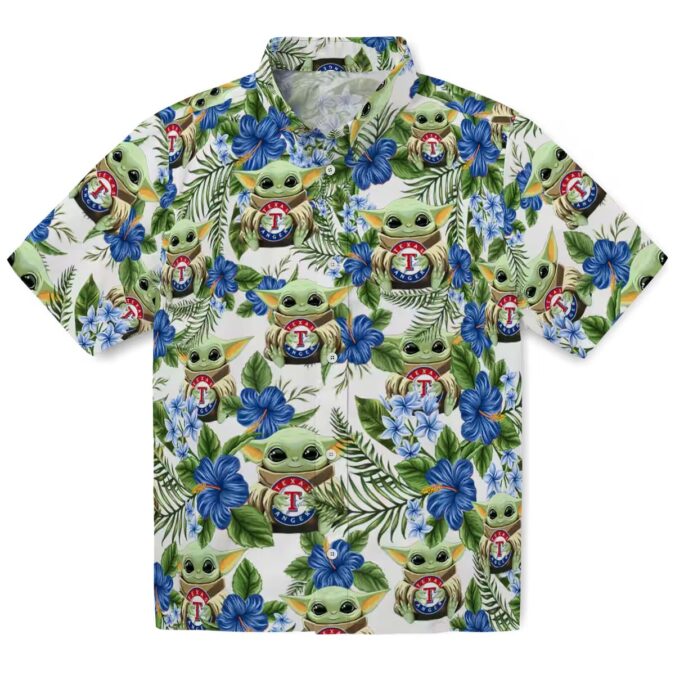 Texas Rangers Yoda Green Tropical Hawaiian Shirt - MLB Baseball Fan Summer Shirt