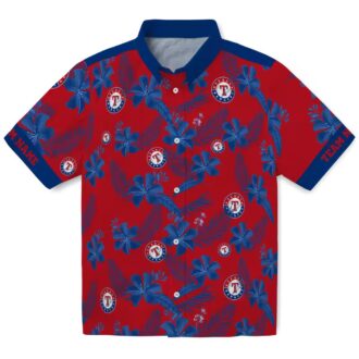 Trendy Texas Rangers Red Hawaiian Shirt - Custom Botanical Floral Print for Baseball Fans
