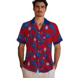 Trendy Texas Rangers Red Hawaiian Shirt - Custom Botanical Floral Print for Baseball Fans