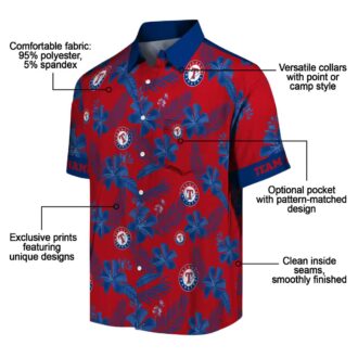 Trendy Texas Rangers Red Hawaiian Shirt - Custom Botanical Floral Print for Baseball Fans