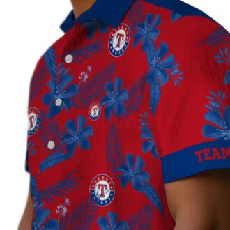 Trendy Texas Rangers Red Hawaiian Shirt - Custom Botanical Floral Print for Baseball Fans
