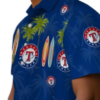 Trendy Texas Rangers Tropical Shirt - Palm & Surfboard Design for Baseball Fans