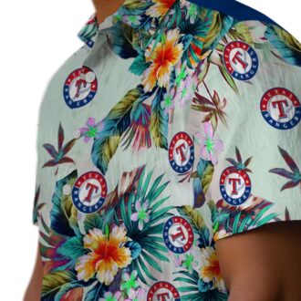 Tropical Foliage Texas Rangers Hawaiian Shirt - MLB Summer Vacation Shirt