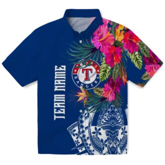 Tropical Texas Rangers Floral Polynesian Blue Hawaiian Shirt - MLB Fan Beachwear for USA Fans