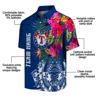 Tropical Texas Rangers Floral Polynesian Blue Hawaiian Shirt - MLB Fan Beachwear for USA Fans