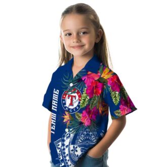 Tropical Texas Rangers Floral Polynesian Blue Hawaiian Shirt - MLB Fan Beachwear for USA Fans