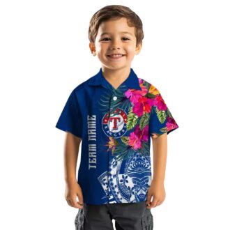 Tropical Texas Rangers Floral Polynesian Blue Hawaiian Shirt - MLB Fan Beachwear for USA Fans