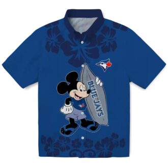 Cool Surfing Mickey Toronto Blue Jays Floral Hawaiian Shirt - Summer Vacation Outfit USA