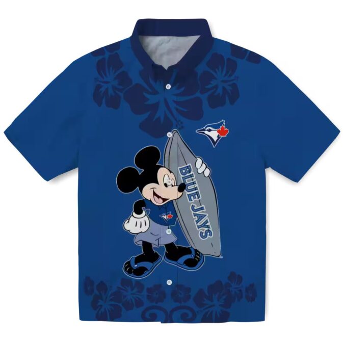 Cool Surfing Mickey Toronto Blue Jays Floral Hawaiian Shirt - Summer Vacation Outfit USA