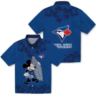 Cool Surfing Mickey Toronto Blue Jays Floral Hawaiian Shirt - Summer Vacation Outfit USA