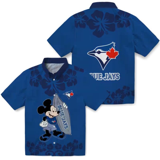 Cool Surfing Mickey Toronto Blue Jays Floral Hawaiian Shirt - Summer Vacation Outfit USA