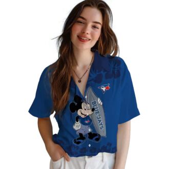 Cool Surfing Mickey Toronto Blue Jays Floral Hawaiian Shirt - Summer Vacation Outfit USA
