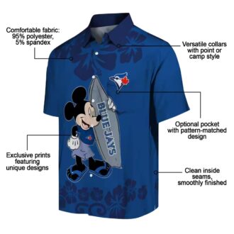 Cool Surfing Mickey Toronto Blue Jays Floral Hawaiian Shirt - Summer Vacation Outfit USA