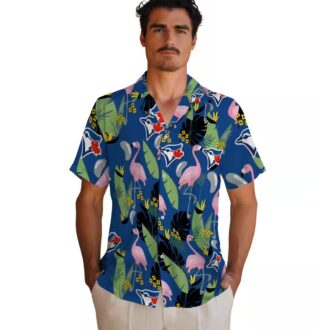 Cool Toronto Blue Jays MLB Beach Shirt - Tropical Flamingo Leaves Blue Hawaiian Shirt for Men