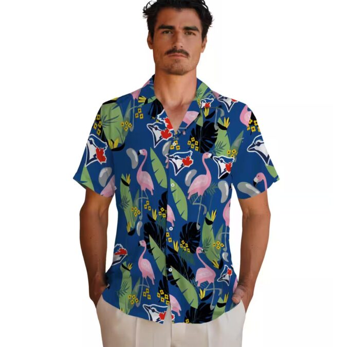 Cool Toronto Blue Jays MLB Beach Shirt - Tropical Flamingo Leaves Blue Hawaiian Shirt for Men