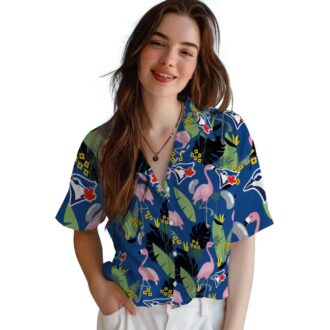 Cool Toronto Blue Jays MLB Beach Shirt - Tropical Flamingo Leaves Blue Hawaiian Shirt for Men