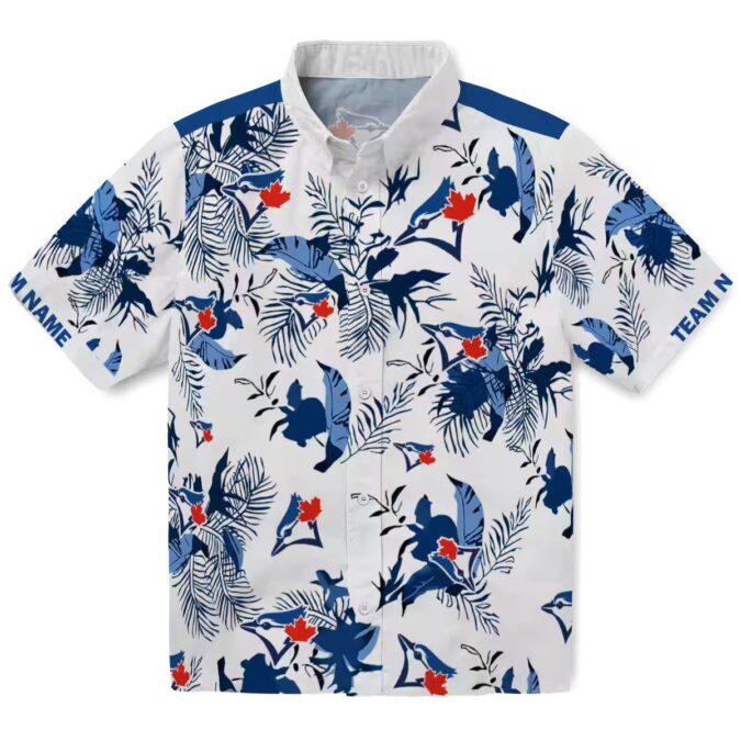 Custom Toronto Blue Jays Blue White Hawaiian Shirt - MLB Botanical Theme Design for Fans