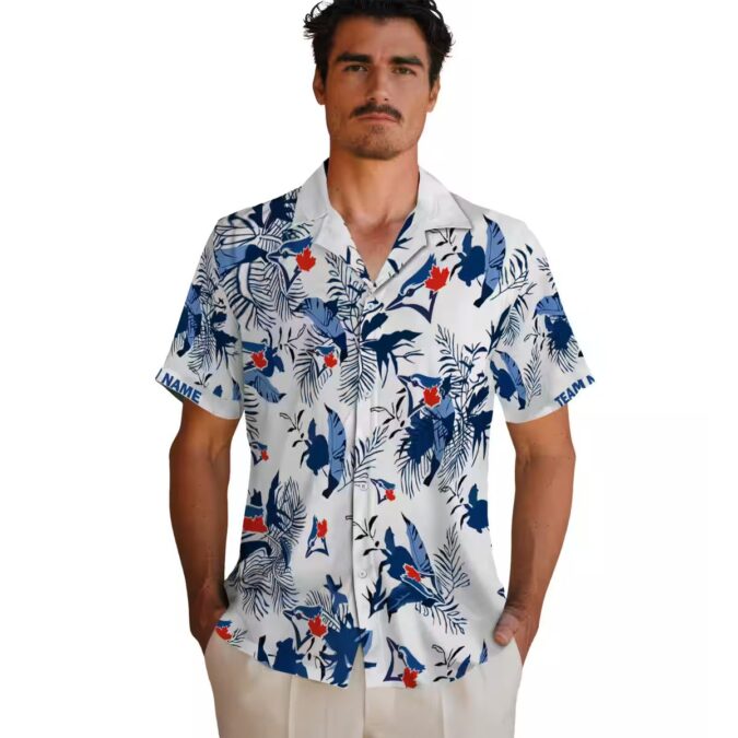 Custom Toronto Blue Jays Blue White Hawaiian Shirt - MLB Botanical Theme Design for Fans
