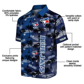 Custom Toronto Blue Jays Hawaiian Shirt - Palm Silhouettes Blue with MLB Logo