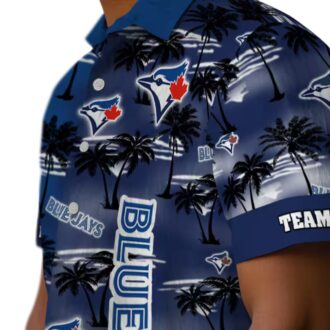 Custom Toronto Blue Jays Hawaiian Shirt - Palm Silhouettes Blue with MLB Logo
