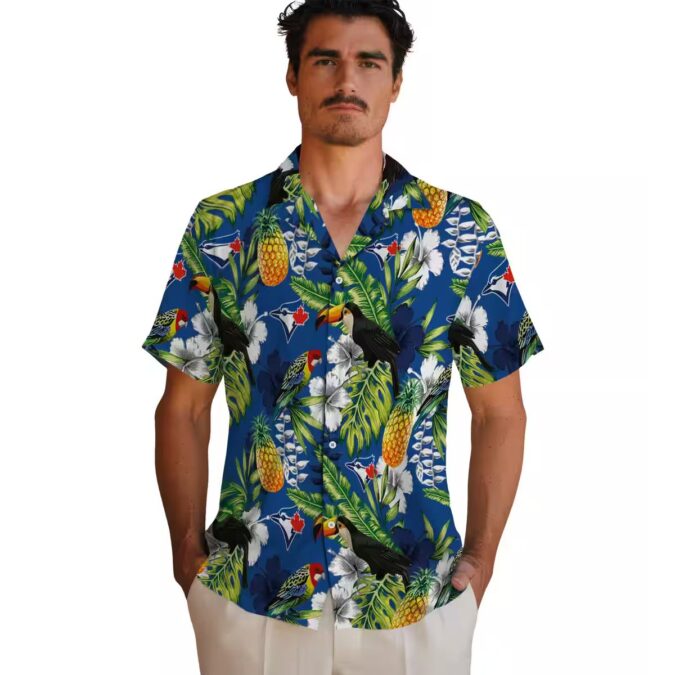 Custom Toronto Blue Jays Tropical Hawaiian Shirt - Toucan Print Blue Green MLB Shirt for Fans