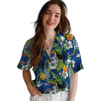 Custom Toronto Blue Jays Tropical Hawaiian Shirt - Toucan Print Blue Green MLB Shirt for Fans