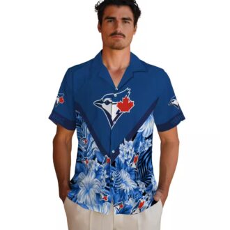 Exclusive Toronto Blue Jays Hawaiian Shirt with Floral Chevron Design - Personalized MLB Apparel