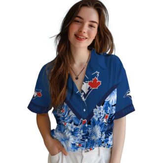 Exclusive Toronto Blue Jays Hawaiian Shirt with Floral Chevron Design - Personalized MLB Apparel