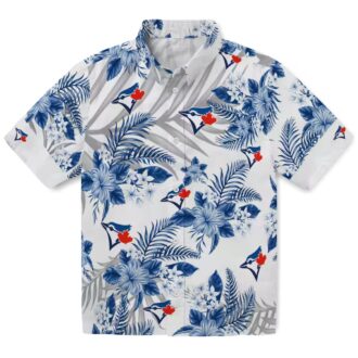 Limited Edition Toronto Blue Jays Hawaiian Shirt - Hibiscus Palm Leaves Blue White MLB Design