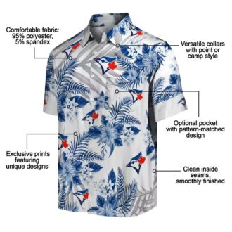Limited Edition Toronto Blue Jays Hawaiian Shirt - Hibiscus Palm Leaves Blue White MLB Design