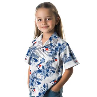 Limited Edition Toronto Blue Jays Hawaiian Shirt - Hibiscus Palm Leaves Blue White MLB Design