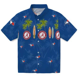 Men's Toronto Blue Jays Floral Hawaiian Shirt - Surfboard & Palm Tree Summer Outfit