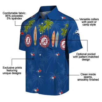 Men's Toronto Blue Jays Floral Hawaiian Shirt - Surfboard & Palm Tree Summer Outfit