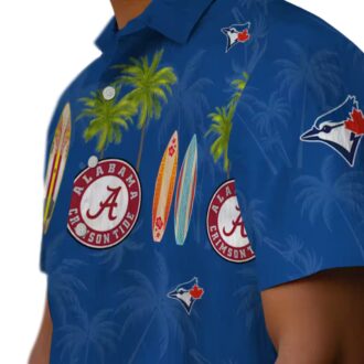 Men's Toronto Blue Jays Floral Hawaiian Shirt - Surfboard & Palm Tree Summer Outfit