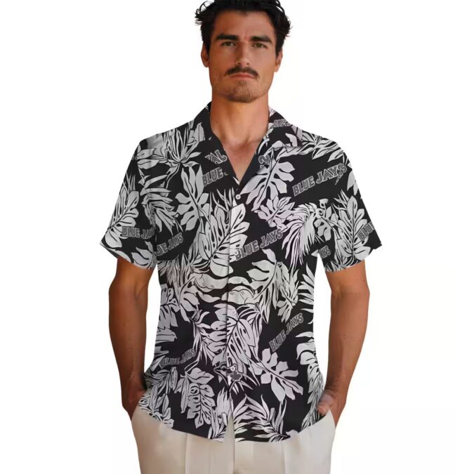 MLB Toronto Blue Jays Black Hawaiian Shirt - Monstera Leaf Tropical Print, Summer Beach Shirt for Fans