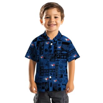 MLB Toronto Blue Jays Floral Hawaiian Shirt - Tropical Blue Black Summer Shirt for Men
