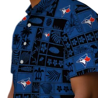 MLB Toronto Blue Jays Floral Hawaiian Shirt - Tropical Blue Black Summer Shirt for Men