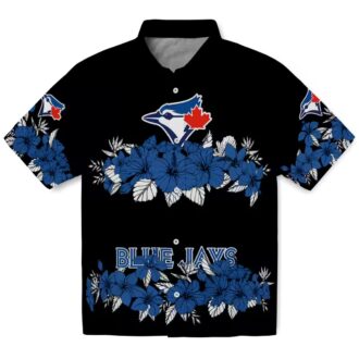 MLB Toronto Blue Jays Hibiscus Stripe Hawaiian Shirt - Blue Black Summer Beach Shirt