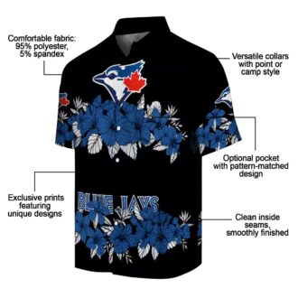 MLB Toronto Blue Jays Hibiscus Stripe Hawaiian Shirt - Blue Black Summer Beach Shirt